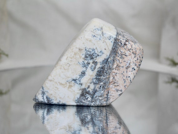 1.08 lb Dendritic Agate Crystal Freeform with Quartz, A Quality, 17.2 oz Polished Agate Stone from Indonesia, Energy Cleansed
