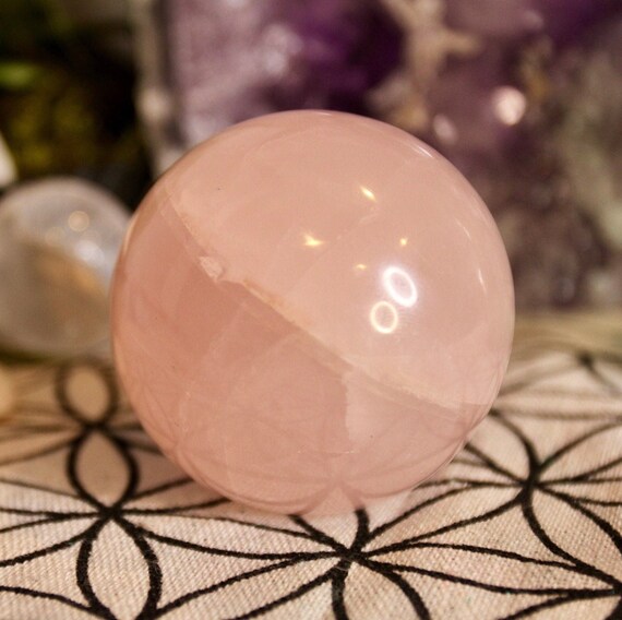57mm Rose Quartz Crystal Sphere with Rainbow Inclusions