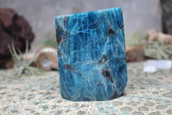 AA++ Natural Blue Apatite Polished Freeform Beryl Crystal, 19.0 oz From Brazil