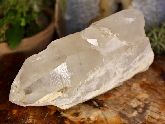 Natural Tibetan Quartz Point, Mother and Daughter Formation with Inclusions and Raw Edge, 38.5 oz