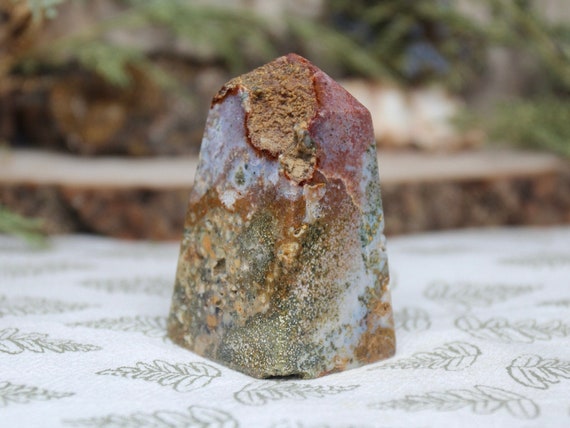AAA+ Ocean Jasper Obelisk with Druzy, 4.0 oz Polished Tower from Indonesia