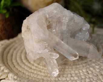 Ultra Clear Lemurian Crystal Cluster with Rainbows, 28.4 oz High Frequency Stone