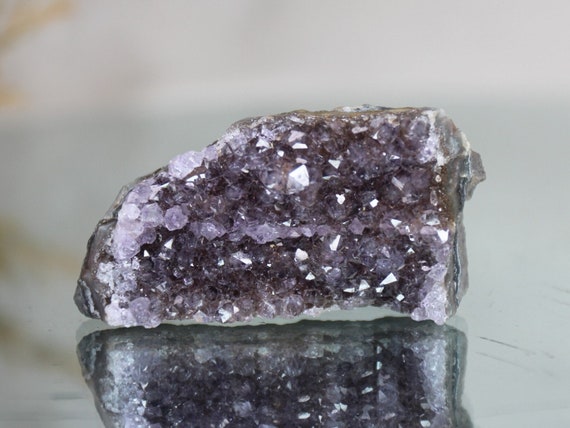 Amethyst Mini Cluster with Rainbows on Raw Stone Matrix, AA+ Quality Amethyst, Spiritual Energy, 2.0 oz Geode Cluster from Brazil