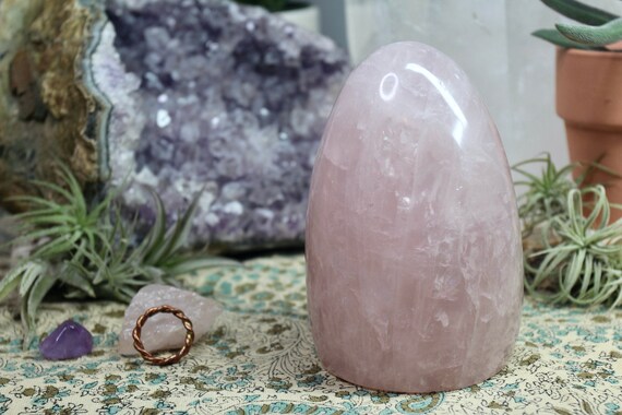 AA+ 1.8 lb Rose Quartz Crystal Polished Freeform with Rainbows , 28.8 oz from Brazil