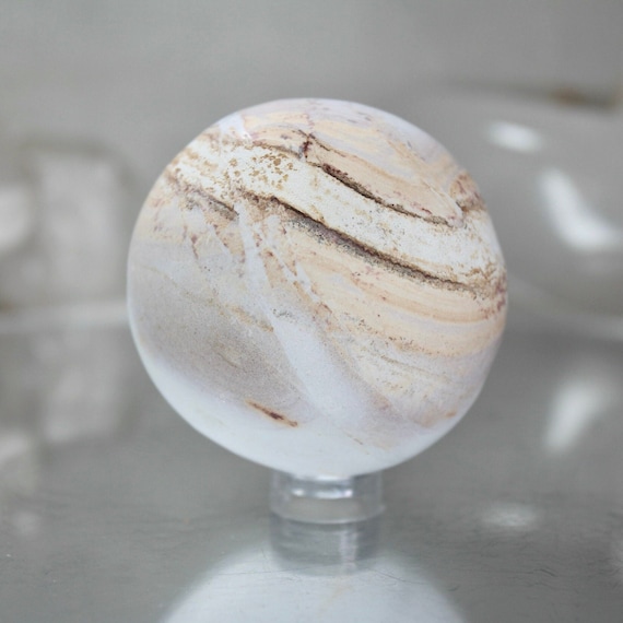 52.8mm Picture Jasper Sphere, AAA Quality 5.3 oz Layered Jasper Crystal Ball from Indonesia, Energy Healing + Reiki Charged, Free Shipping