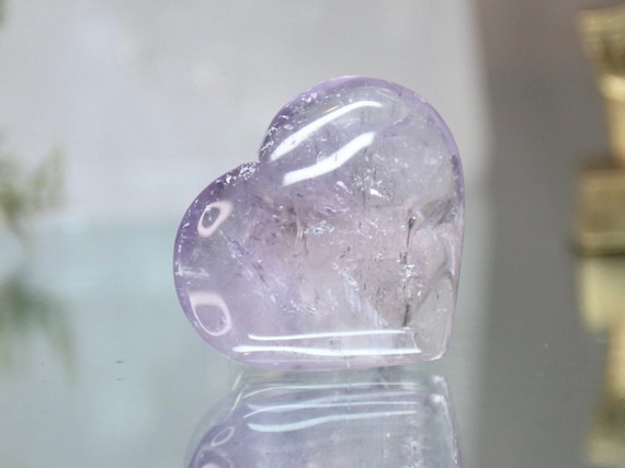 XXS Amethyst Heart with Rainbows, 0.6 oz Polished Puff Heart, AAA Gem Quality Amethyst from Brazil, High Vibration, Free Fast Shipping