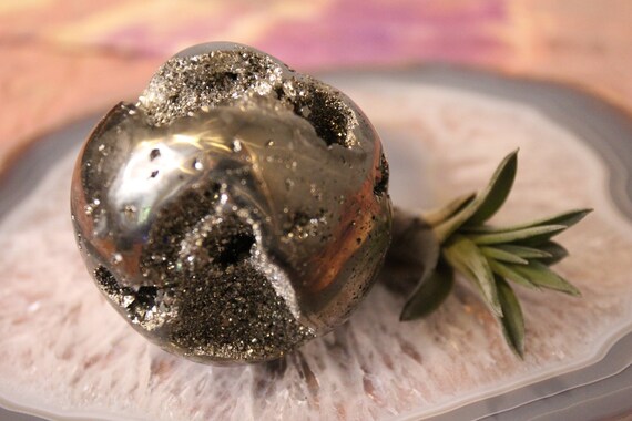 78mm Pyrite Geode Sphere, 22.6 oz from Peru