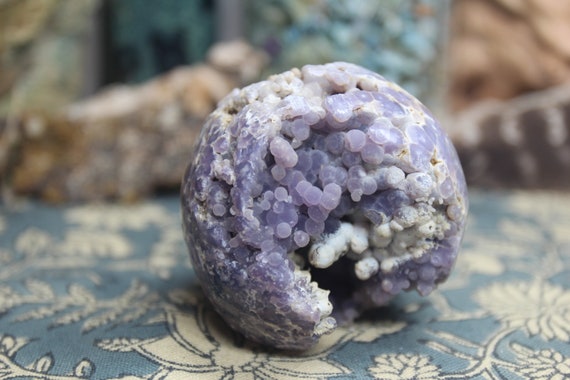 AAA 71mm Grape Agate Crystal Geode Sphere, 10.4 oz Stone from Indonesia