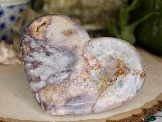 A+ 1.46 lb Pink Amethyst and Clear Quartz Crystal Carved Heart, 23.4 oz from Brazil