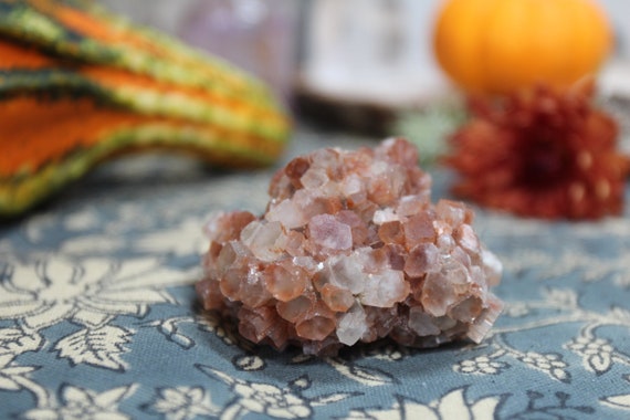 A+ Orange and Green Aragonite Crystal Star Cluster, 4.2 oz