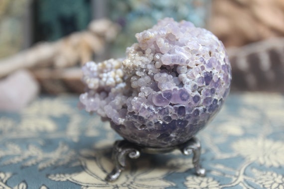 63mm Grape Agate Crystal Geode Sphere, 9.0 oz , AA Quality Stone from Indonesia