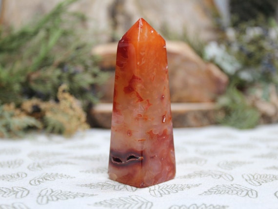 AA+ Carnelian Crystal Obelisk Tower, 3.2 oz Polished Crystal from Indonesia