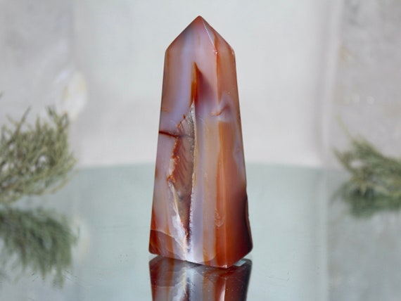 Carnelian Crystal Obelisk, AAA+ Quality, 5.3 oz Polished Crystal Tower from Indonesia, Energy Cleansed, Free Fast Shipping