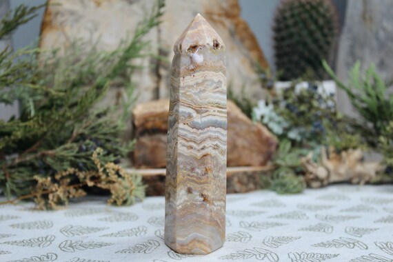 Rare AAA+ Lace Agate Generator Point, 6.1 oz Polished Point from Indonesia
