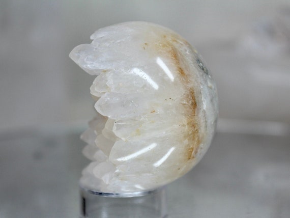 59.8 mm Special Clear Quartz Half Polished Sphere / Cluster Formation, 7.8 oz AA+ Quality High Vibration Crystal from Indonesia, Free Ship