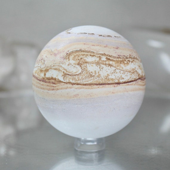57.3mm Picture Jasper Sphere, AA+ Quality 6.0 oz Layered Jasper Crystal Ball from Indonesia, Energy Healing + Reiki Charged, Free Shipping