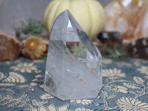 AA+ 0.82 lb Ultra Clear Quartz Crystal Tower, All Polish Generator Point with Amazing Rainbows and Inclusions, 13.1 oz from Brazil