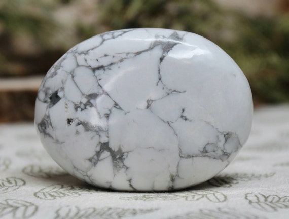 Howlite Crystal Palmstone, 4.0 oz AAA+ Polished Howlite Crystal Soap Stone from Brazil