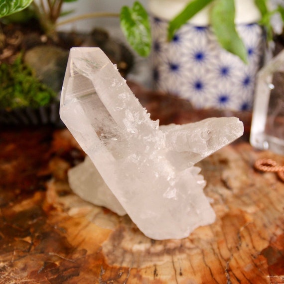 AA+ Lemurian Quartz Crystal, Double Terminated Twin Clear Quartz  Barnacle Crystal Formation