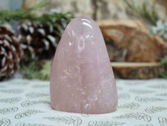 AA+ 0.49 lb Rose Quartz All Polish Crystal Freeform with Rainbows, 7.8 oz from Brazil
