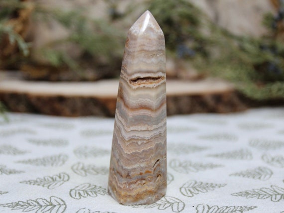 AAA++ Natural Crazy Lace Agate Tower with Druzy and Quartz, 2.3 oz High Quality Rare Pink Agate Generator Point from Indonesia