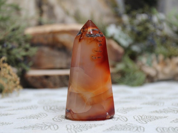AA+ Carnelian Crystal Generator Point, 3.5 oz Polished Crystal from Indonesia