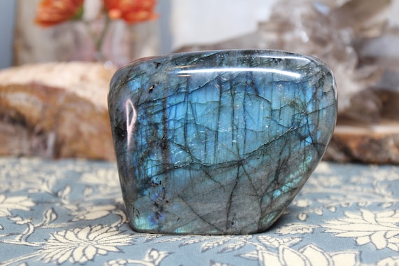 AAA+ 1.21 lb Labradorite Polished Freeform Crystal, 19.3 oz High Quality Crystal