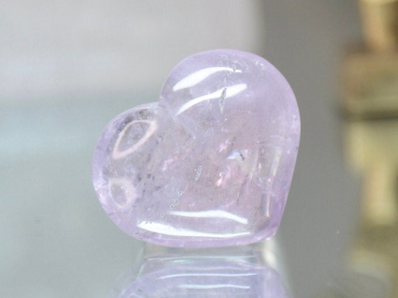 XXS Amethyst Heart with Rainbows, 0.7 oz Polished Puff Heart, AAA Gem Quality Amethyst from Brazil, High Vibration, Free Fast Shipping