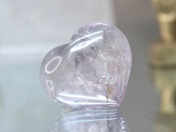 XXS Amethyst Heart with Rainbows, 0.5 oz Polished Puff Heart, AAA++ Gem Quality Amethyst from Brazil, High Vibration, Free Fast Shipping