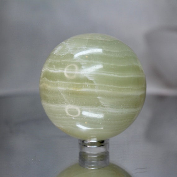 54.7 mm Green Calcite Sphere, AA+ Quality, 7.9 oz Crystal Ball from Indonesia, High Vibration, Reiki Charged, Free Fast Shipping