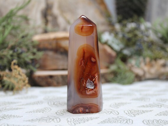 AA+ Carnelian Crystal Generator Point, 3.4 oz Polished Crystal from Indonesia