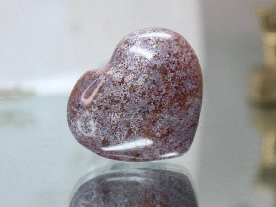 Speckled Ocean Jasper Polished Crystal Heart, 0.8 oz AA Quality, Jasper Carved Puff Heart from Madagascar