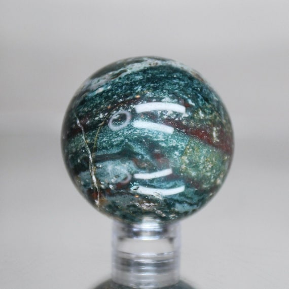 38 mm Bloodstone Crystal Sphere, AAA+ Quality, 2.8 oz Polished Crystal Ball from Indonesia, Energy Cleansed, Free Shipping