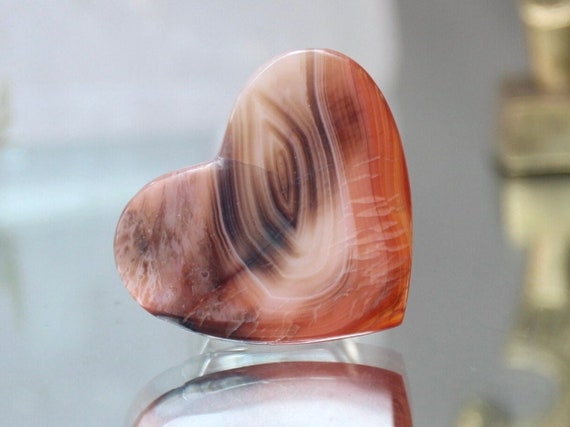 XS Carnelian and Quartz Heart, AAA Gem Quality, 0.4 oz Polished Crystal from Indonesia, Gift for Valentine, Love, Free Fast Shipping