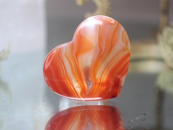 XS Carnelian Heart, AAA+ Gem Quality, 0.8 oz Polished Crystal from Indonesia, Gift for Valentine, Love