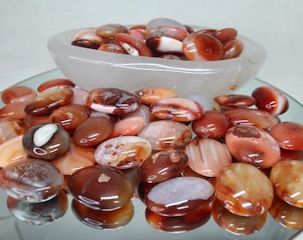 Polished Carnelian Palm Stone: High Energy Crystal Quartz