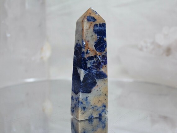 Sodalite Crystal Tower, AAA Quality, 5.1 oz All Polish from Indonesia, Throat Chakra, Reiki Cleanse, Energy Healing, Free Ship