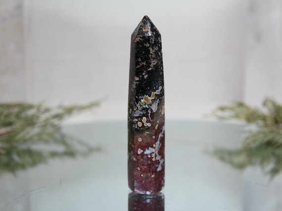 Ocean Jasper Polished Crystal Generator Tower, 2.9 oz AA+ Jasper Mini Point from Indonesia