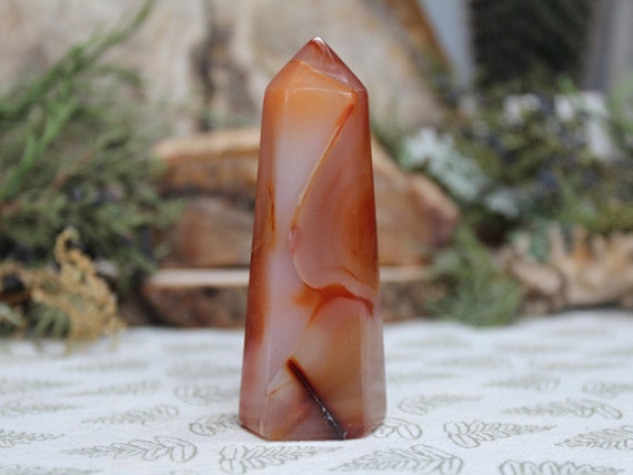 A+ Carnelian Crystal Generator Point, 4.2 oz Polished Crystal from Indonesia