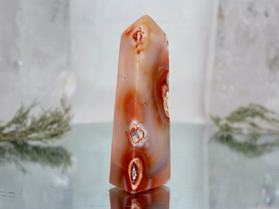 Carnelian Crystal Obelisk, AAA++ Quality, 6.4 oz Polished Crystal Tower from Indonesia, Energy Cleansed, Free Fast Shipping
