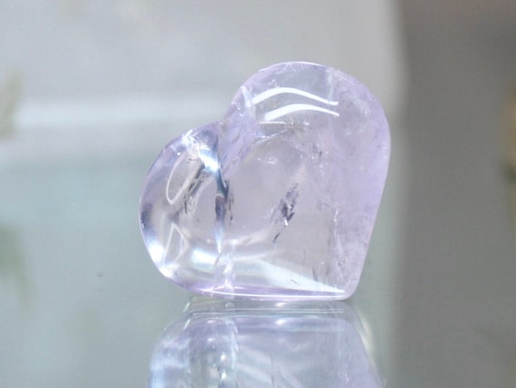 XXS Amethyst Heart with Rainbows, 0.4 oz Polished Puff Heart, AAA++ Gem Quality Amethyst from Brazil, High Vibration, Free Fast Shipping