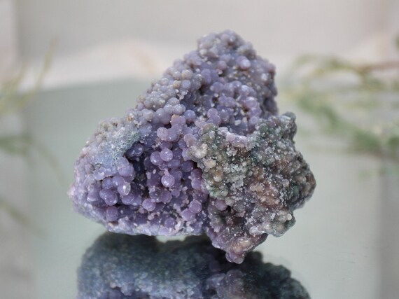 Raw Grape Agate Crystal Cluster with Druzy, 9.2 oz, AAA+++ Quality, Dark Purple and Teal Grape Agate Crystal Freeform from Indonesia