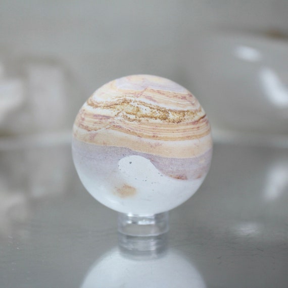 42.7 mm Picture Jasper Sphere, AA+ Quality 2.8 oz Layered Jasper Crystal Ball from Indonesia, Energy Healing + Reiki Charged, Free Shipping