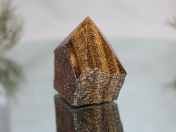 Tigers Eye Crystal Tower, Top Polish Raw Edge, A Quality, 4.5 oz Tigers Eye Generator Point from Brazil