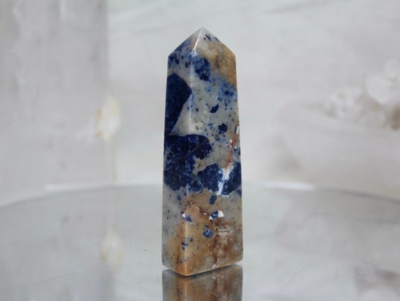 Sodalite Crystal Tower, AA+ Quality, 5.1 oz All Polish from Indonesia, Throat Chakra, Reiki Cleanse, Energy Healing, Free Ship