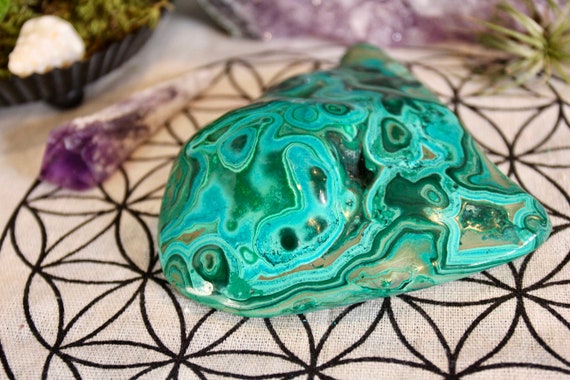 Polished Chrysocolla Malachite Freeform Crystal, 16.2 oz from Brazil
