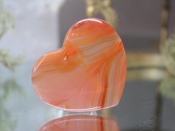 XS Carnelian Heart, AAA++ Gem Quality, 1.0 oz Polished Crystal from Indonesia, Gift for Valentine, Love