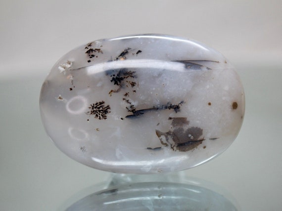Dendritic Agate with Druzy Crystal Palmstone, AA+ Quality, 2.3 oz Crystal Polished Large Tumbled Stone from Indonesia