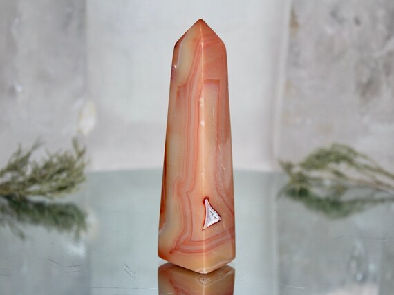Carnelian Crystal Obelisk, AAA Quality, 5.4 oz Polished Crystal Tower from Indonesia, Energy Cleansed, Free Fast Shipping