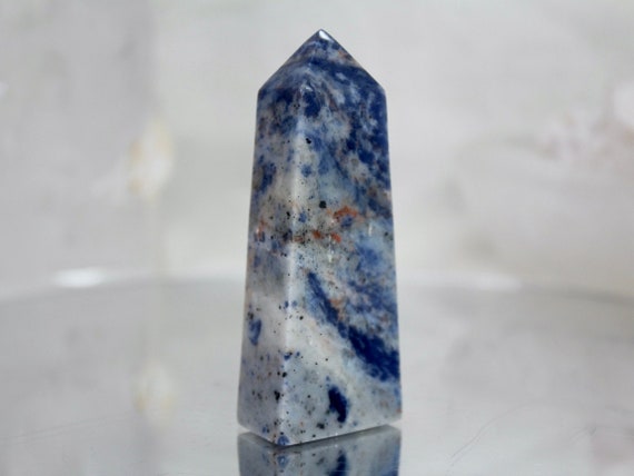 Sodalite Crystal Tower, AA Quality, 4.3 oz All Polish from Indonesia, Throat Chakra, Reiki Cleanse, Energy Healing, Free Ship